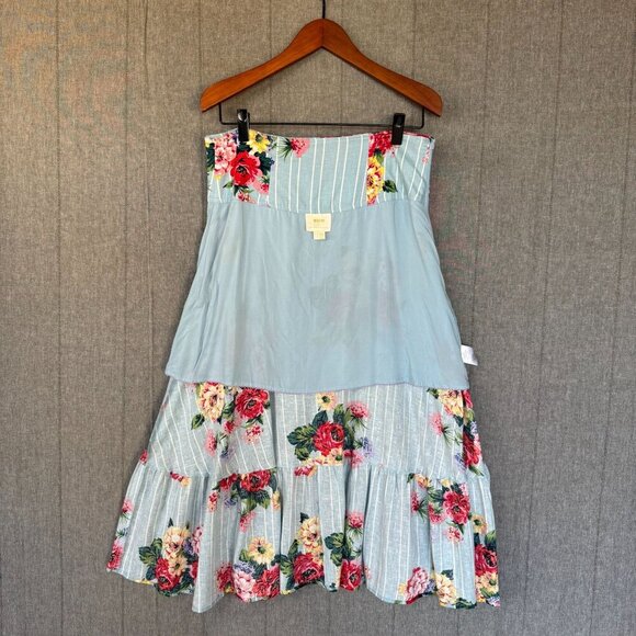 Anthropologie Maeve Linen Blend Stripe Floral Claudette Midi Skirt Size Size 14 - Picture 11 of 14